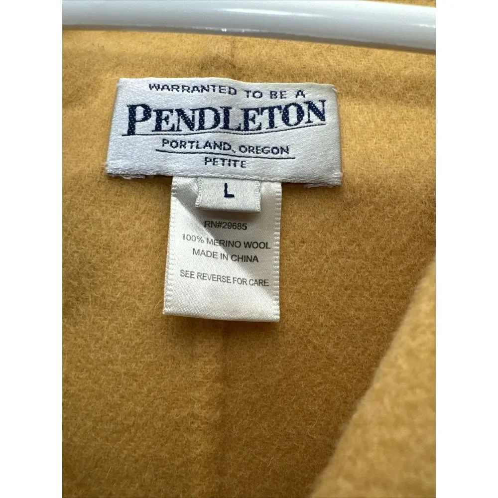PENDLETON Blazer Petite Large Yellow Merino Wool Jacket Button Pockets Butternut